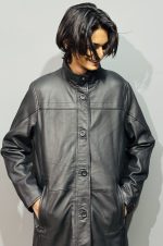 Black Leather Coat Vintage Oversized Leather Jacket